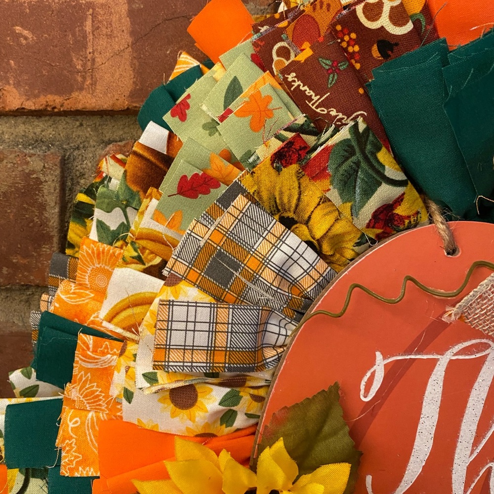 Fall Thankful & Blessed Rag Wreath - Picture 3 of 8